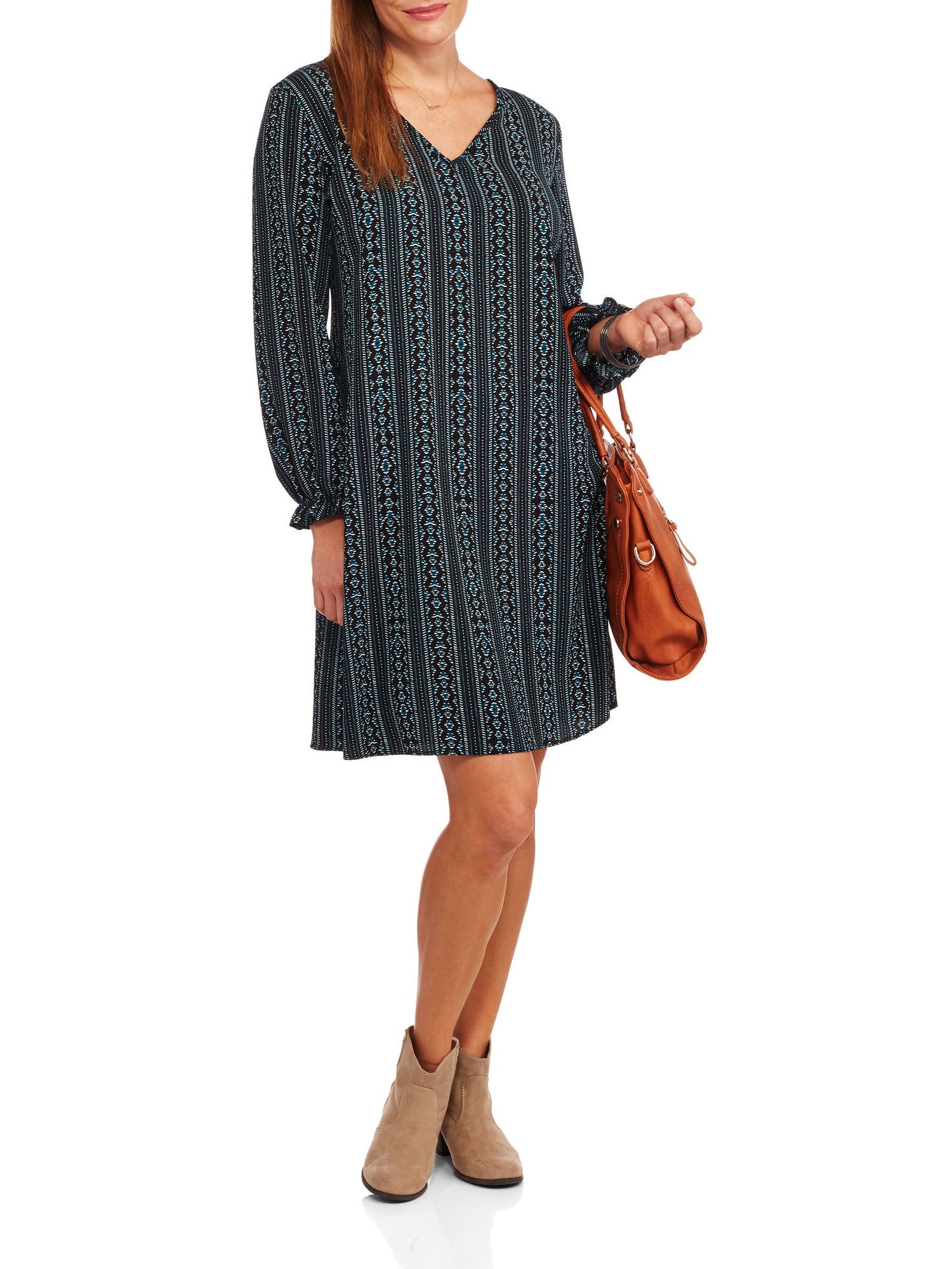 Glamour & Co Women's Long Sleeve Peasant Dress