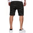 thumbnail image 7 of Mens Casual Cotton Shorts Drawstring Elastic Waist Summer Golf Pants Stretch Twill Beach Chino Shorts Black S, 7 of 7