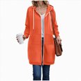 thumbnail image 5 of Towmus Women Full Zip Up Hoodie Oversized Long Tunic Sweatshirts Casual Fleece Hooded Jacket Fashion Winter Coats Outerwear with Pockets, 5 of 8