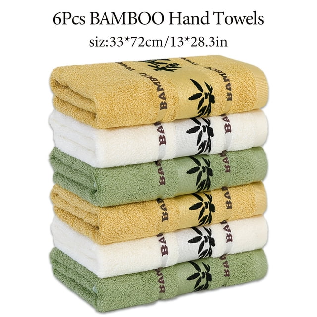 QJUHUNG 6pcs Bamboo Fiber Hand Towel Set 33*72cm/13*28.3in 420GSM Multi-Color Super Absorbent Soft and Comfortable Modern Style Rectangular 100% Bamboo Fiber Good Water Absorptio