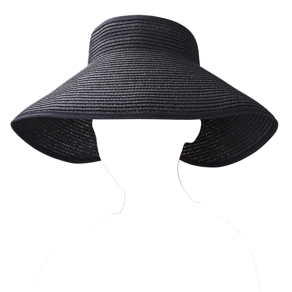 Fashion Women's and Girl's roll-up Summer Bow Tie Straw Visor Sun Hat