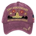 thumbnail image 4 of 250th Anniversary USA Hat 1776-2026, Commemorative Embroidered Patriotic Baseball Cap, Adjustable American Heritage Sun Hat for Men & Women,2PCS, 4 of 8