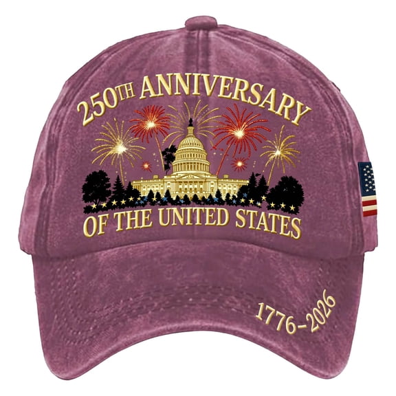 250th Anniversary USA Hat 1776-2026, Commemorative Embroidered Patriotic Baseball Cap, Adjustable American Heritage Sun Hat for Men & Women