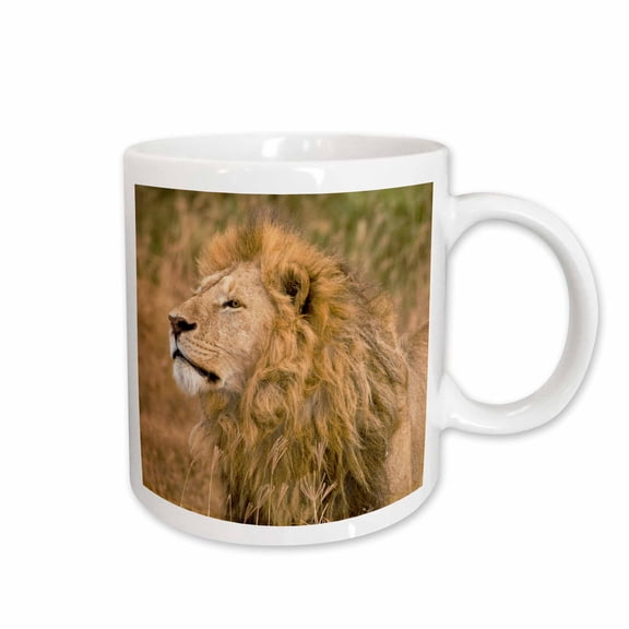 3drose, Africa. Tanzania. Male Lion at Ngorongoro Crater.-af45 Rbe0190 - Ralph H. Bendjebar, 15oz Mug