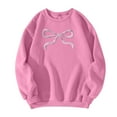 thumbnail image 3 of BDPORKAS Oversized Sweatshirt for Women Embroidered Pink Bow Y2K Hoodie Casual Long Sleeve Crew Neck Pullover Tops Trendy Clothes Hot Pink XL, 3 of 4