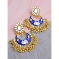 thumbnail image 2 of Crunchy Fashion Bollywood Jewellery Traditional Ethnic Bridal Bride Wedding Bridesmaid Indian Traditional Gold-Plated Meenakari Chandbali Kundan Floral Blue Earrings With Pearls For Girls &Women's, 2 of 4