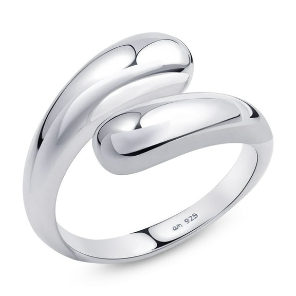 Amberta Women 925 Sterling Silver Teardrop Ring – Silver Statement Ring: Chunky Silver Ring – Size 4.25