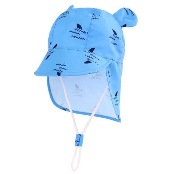 WQNVRNR Toddler Baby Sun Hat with Neck Flap- Wide Brim UPF 50 Sun Protection Adjustable Bucket Hat Beach Hats Blue Size 1-2Y