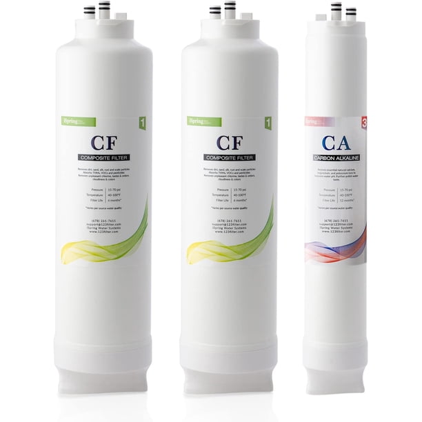iSpring F3-RO500AK Paquete de Filtros de Reemplazo para 1 Año para el Sistema de Filtración de Agua por Ósmosis Inversa sin Tanque de la Serie RO500