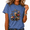 1-Blue, variant on Women's Cute Night Owl Graphic Shirts Crewneck Short Sleeve Washed Distressed Retro Tops Trendy Floral Print Tees
