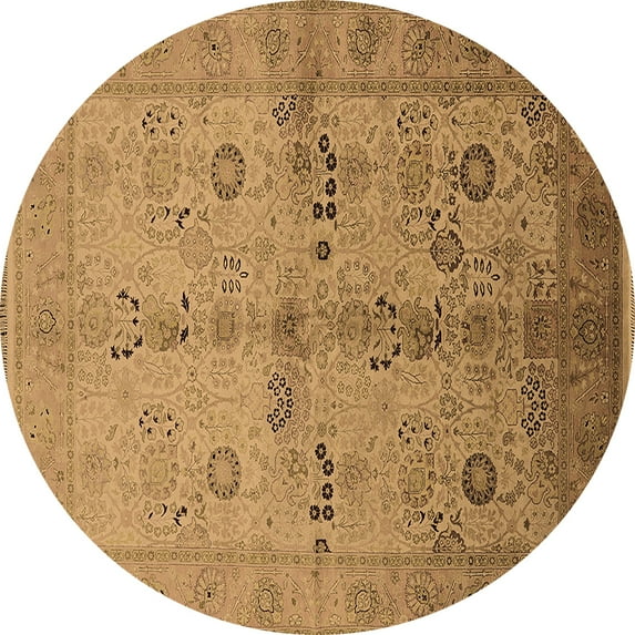Ahgly Company Indoor Round Oriental Brown Traditional Area Rugs, 5' Round
