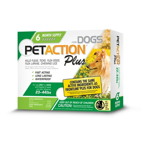 PetAction Plus Flea and Tick Treatment for Medium Dogs, 6 Monthly