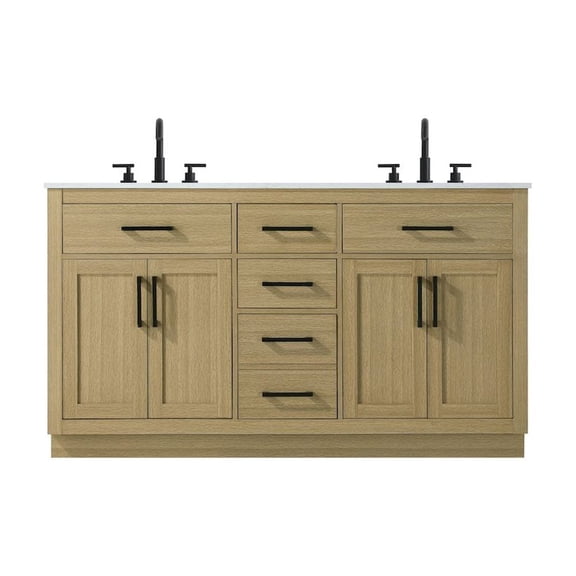 Elegant Kitchen and Bath Alden 60 Inch Double Bathroom Vanity In Honey Brown