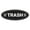 Black, variant on Signs ByLITA Oval Trash Sign - Laser-Engraved Lettering | Durable ABS Plastic | Vibrant Colors | Powerful Foam Tape (Brushed Gold) - Small