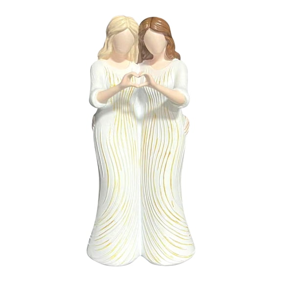 Sisters by My Side Two Sisters Sculpture, Best Friends Forever Statue with Heart Gesture, Abstract Women Friendship Decor for Home Shelf Tabletop, Meaningful Bestie Gift for Birthday Christmas (Two)