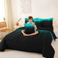 thumbnail image 4 of jejeloiu Abstract Geometric Striped 7pcs Bedding Comforter Set For Boys,Teal Black Ombre Queen Bedding Sets For Kids,Reversible, 4 of 7