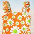 thumbnail image 4 of kpoplk Toddler Girls Floral Printing Swim Dress Baby Ruffle One Piece Swimsuit(Orange,18-24 M), 4 of 5