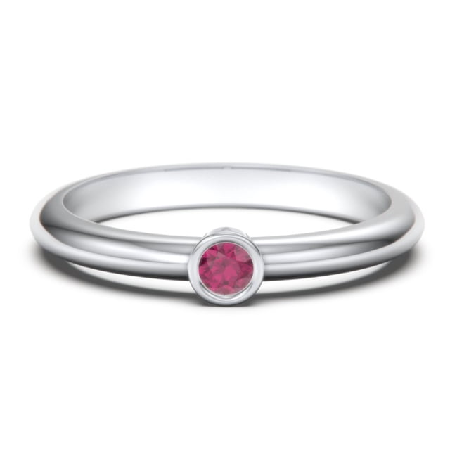 Classic Bezel Set Birthstone Ring - Ruby (July)