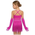 thumbnail image 3 of Choomomo Girls Sequin Fringed Dresses Tassel Skirted Leotard Latin Dance Outfits with Gloves Party Bodysuit Hot Pink 16, 3 of 7