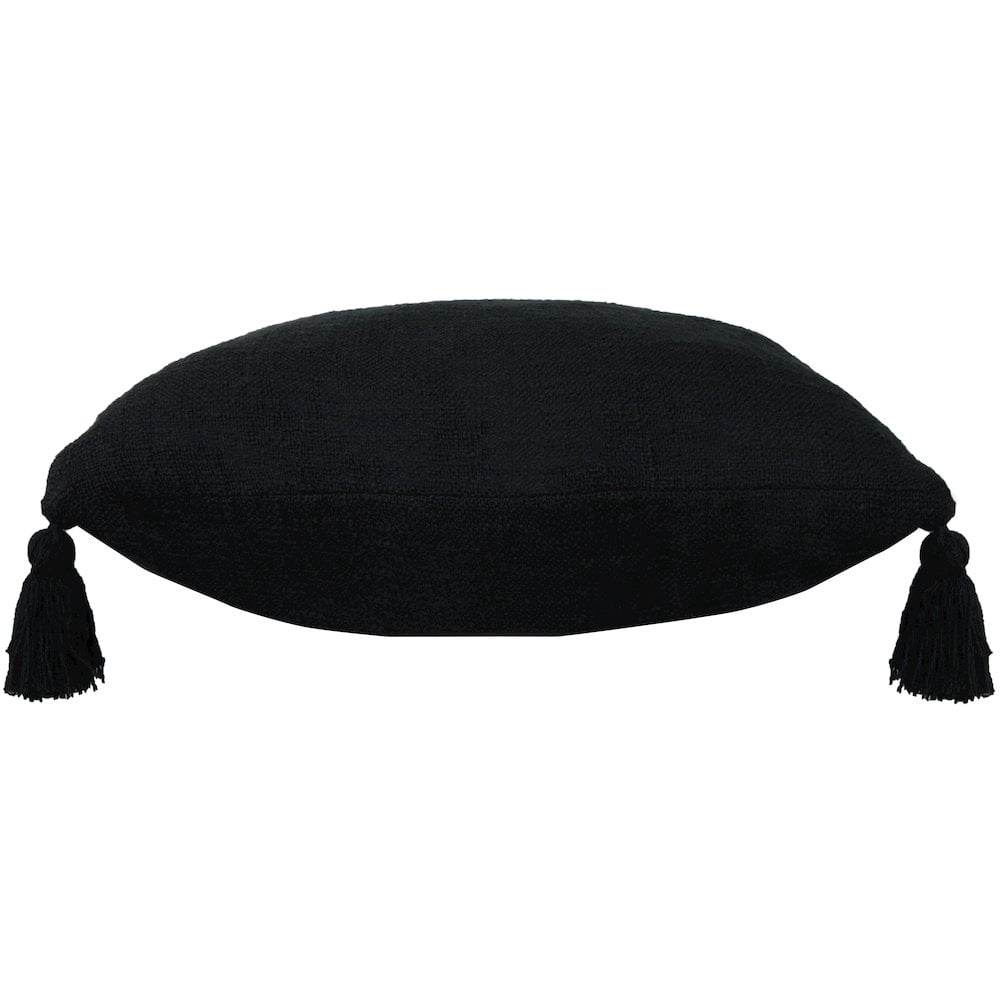 LR Home Ox Bay Hand-Woven Black Solid All-Natural Cotton Pillow Cover