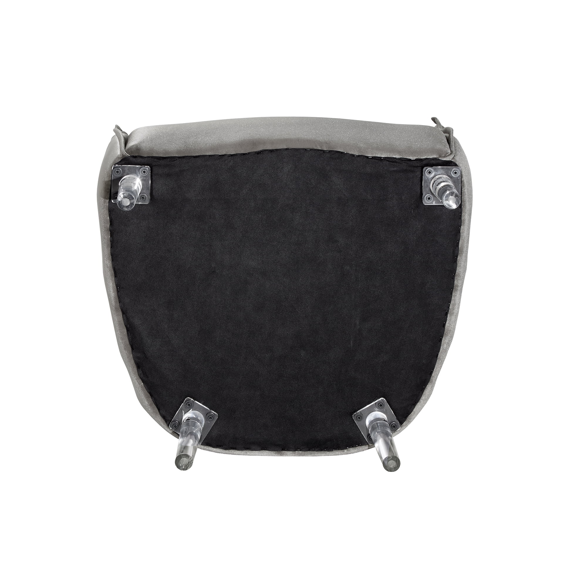 Weston Home Eldridge Velvet Accent Barrel Chair with Clear Legs, Silver Birch