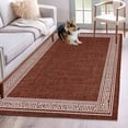 thumbnail image 2 of Coffee Brown Retro Greek Key Large Area Rugs for Bedroom Living Room, Soft Non Slip Carpet Bedside Rug, Geometric Greece Ancient Farmhouse Rectangular Floor Cover Kitchen Accent Rug 3'x5' for Office, 2 of 9