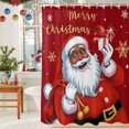 thumbnail image 6 of Shower Curtain 60"W x 72"L Christmas Black Santa Claus Red Fabric Shower Curtains Set with Hooks Water Repellent Bathroom Curtains Machine Washable Bathroom Accessories, 6 of 9