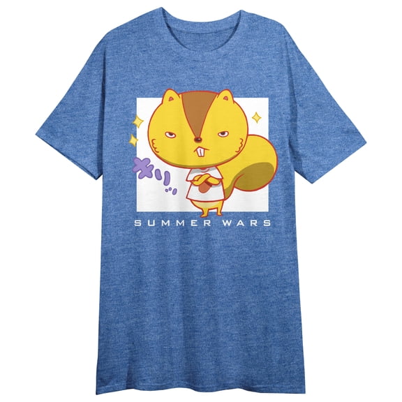 Summer Wars Kari Kenji Women's Heather Blue Short Sleeve Sleep Shirt-Medium