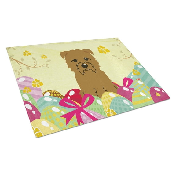 Caroline's Treasures BB6060LCB Easter Eggs Glen of Imal Tan Glass Cutting Board Large, 12H x 16W, multicolor