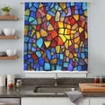 thumbnail image 5 of Blue Red Yellow Sheer Curtains 45 Inches Long, Modern Colored Rainbow Stained Glass Light Filering Curtains, Breathable Simi Curtain Privacy Drapes for Kitchen Bathroom Small Window Treatment, 5 of 9