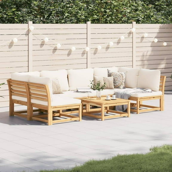 vidaXL 7 Piece Patio Lounge Set with Cushions Solid Wood Acacia