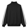 thumbnail image 6 of Mock Neck Sweatshirt Women Fall Fashion Oversized Turtleneck Pullover Side Stripes Long Sleeve Casual Sweatshirts Black XL, 6 of 7