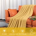 thumbnail image 4 of Ntbay Acrylic Knitted Throw Blanket with 7" Tassels, Lightweight and Soft Cozy Decorative Woven Blanket for Travel, Couch, Bed, Sofa, 51" x 67", Mustard Yellow Checkered, 4 of 6