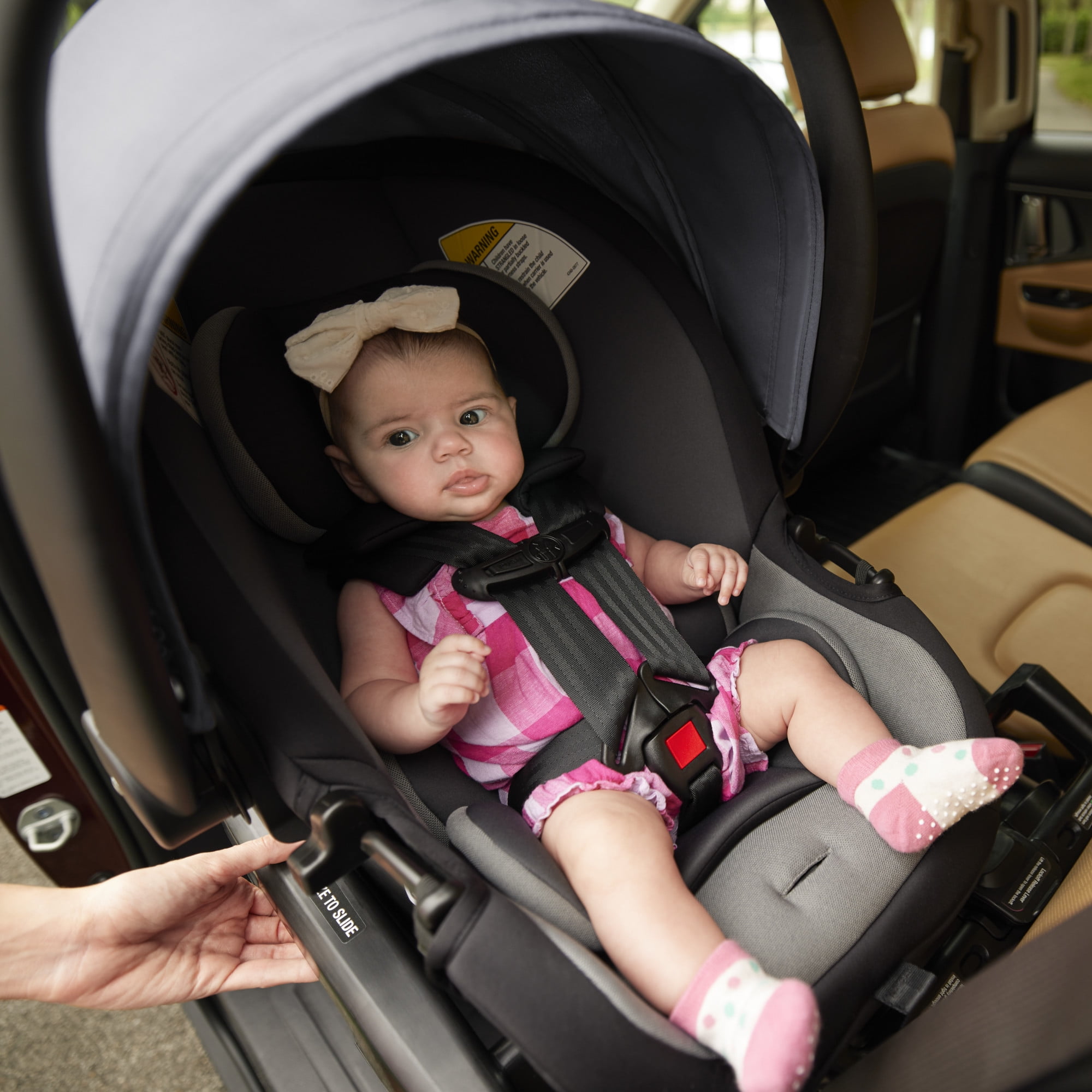 Safety 1ˢ onBoard Slide Infant Car Seat Featuring SafetySlide Base, Dusty Slate, Unisex