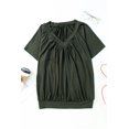 thumbnail image 2 of ABPHQTO Top de manga corta fruncido con cuello en V verde para mujer, 2 of 5