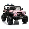 Zimtown 12V Ride on Off-Road Electric Battery Powered Kids Toddler Motorized Truck Toy Car w/ 2.4G Remote Control,3 Speeds, Seat Belts, LED Lights and Realistic Horns (Pink)