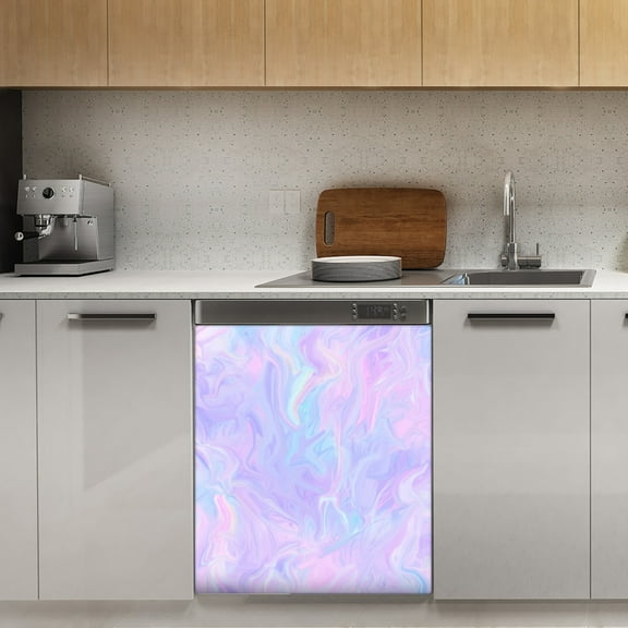 Pink Holographic Pastel Color Dishwasher Magnet Cover Decorative Sticker for Home Cabinet Kitchen 23" x26"