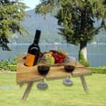 thumbnail image 4 of Mesa de picnic plegable de madera para exteriores - Portátil, mini portavasos plegable para exteriores, Los 34x30x16cm, 4 of 8