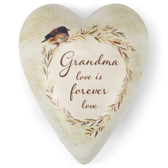 DEMDACO Grandma Love Green Speckle 4 x 3 Resin Stone Art Heart Keeper Figurine