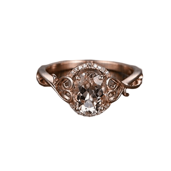 Aishvi Jewels 2 Ct Oval Cut Lab Created Morganite Women's Engagement Ring 14K Rose Gold Plated 925 Silver