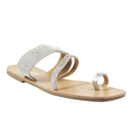 

Mudd Women s Rhinestone Embellished Toe Loop Sandal