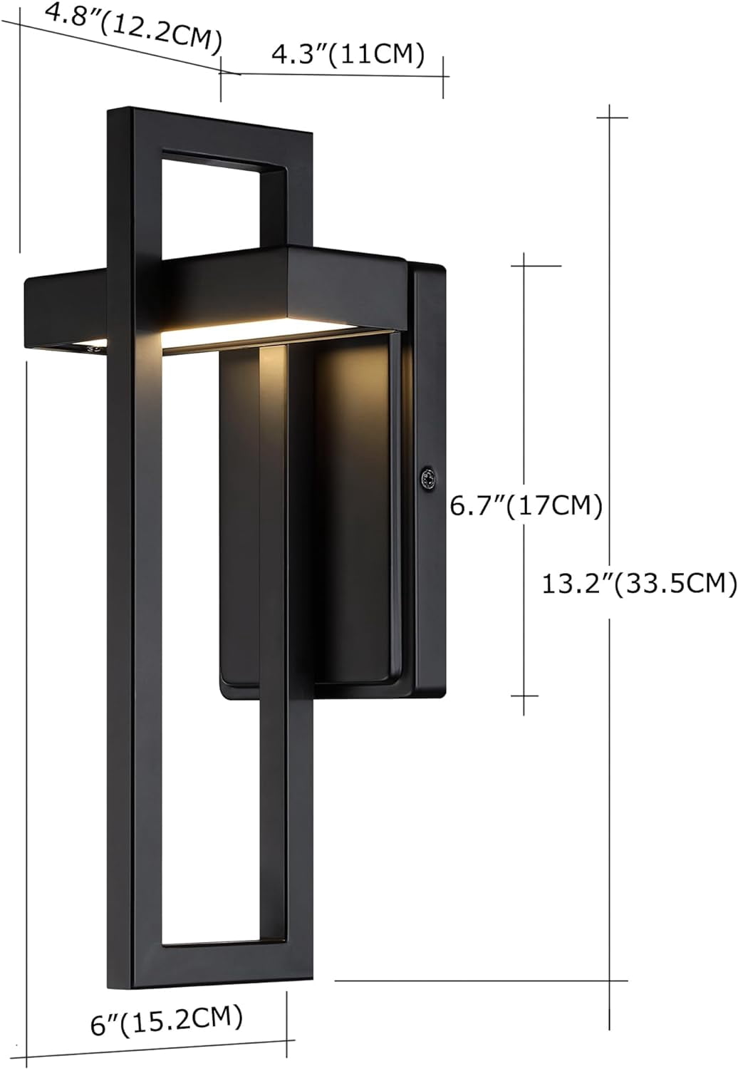 13.2"H LED Outdoor Wall Light Sconce, 2700K Soft Warm White, Bright 400 Lumens, Matte Black