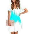thumbnail image 3 of Dress for Women V Neck Summer Short Sleeve Printed Casual Flowy Dresses Sky Blue XXL, 3 of 5