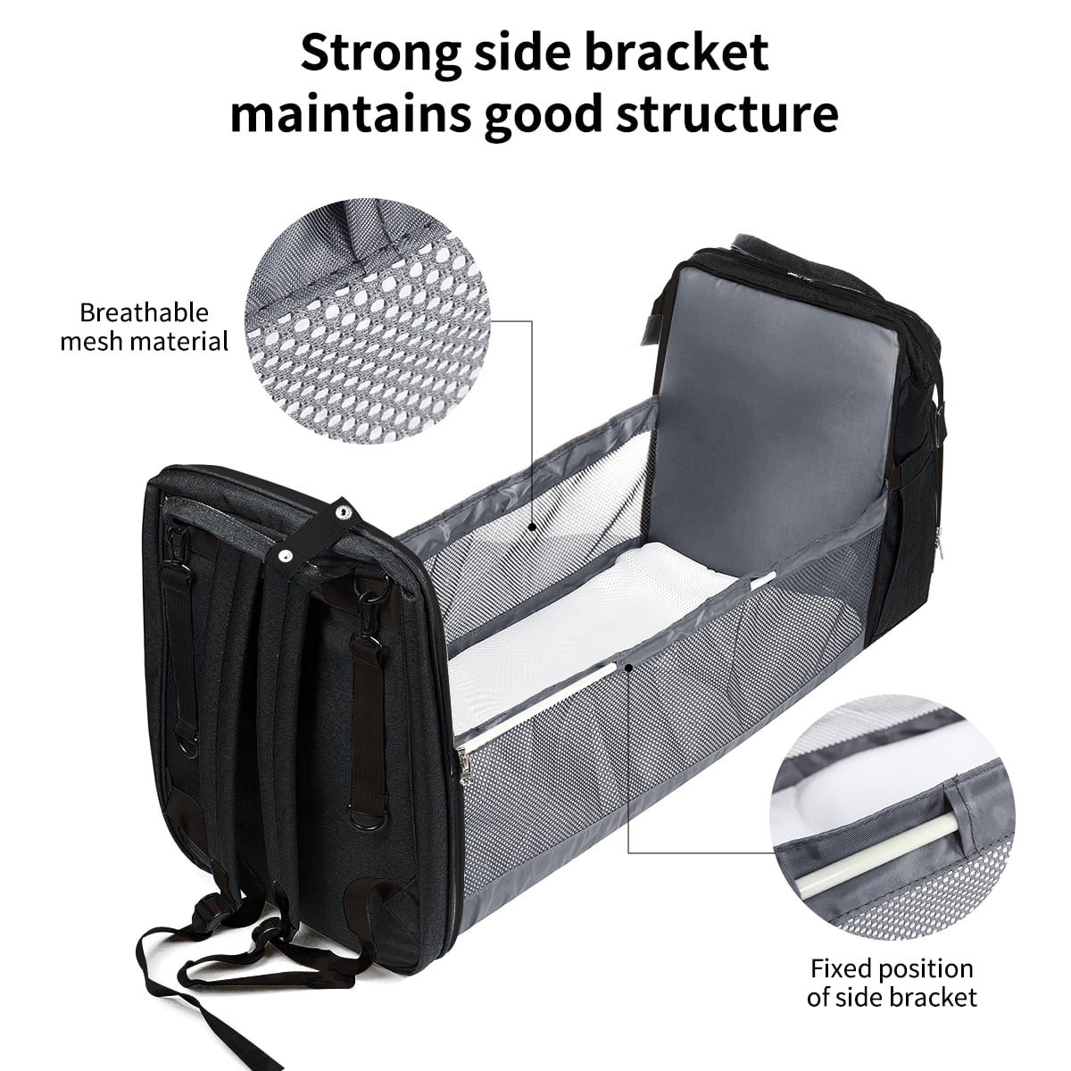Caveen Waterproof Multifunctional Diaper Bag with Changing Pad, Black