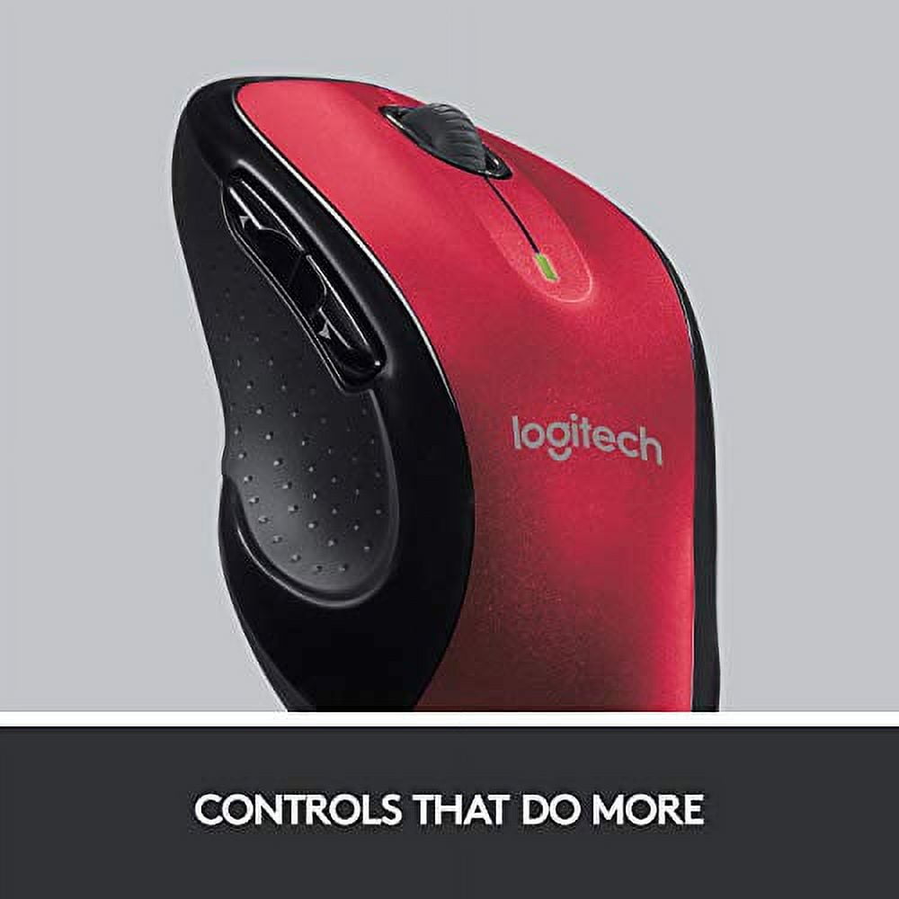 Logitech M510 Wireless Computer Mouse - Comfortable Shape with USB Unifying Receiver, with Back/Forward Buttons and Side-to-Side Scrolling - Red