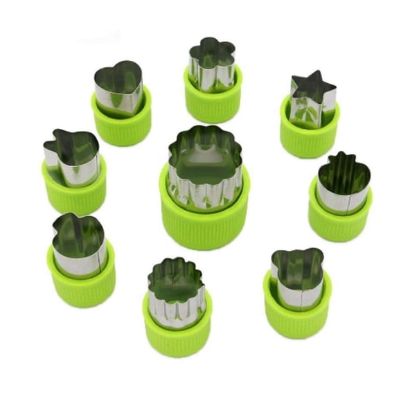 9 Piece Fruit and Vegetable Cutter Set, Mini Cookie Slicer Molds for Food Shaping, TIKA