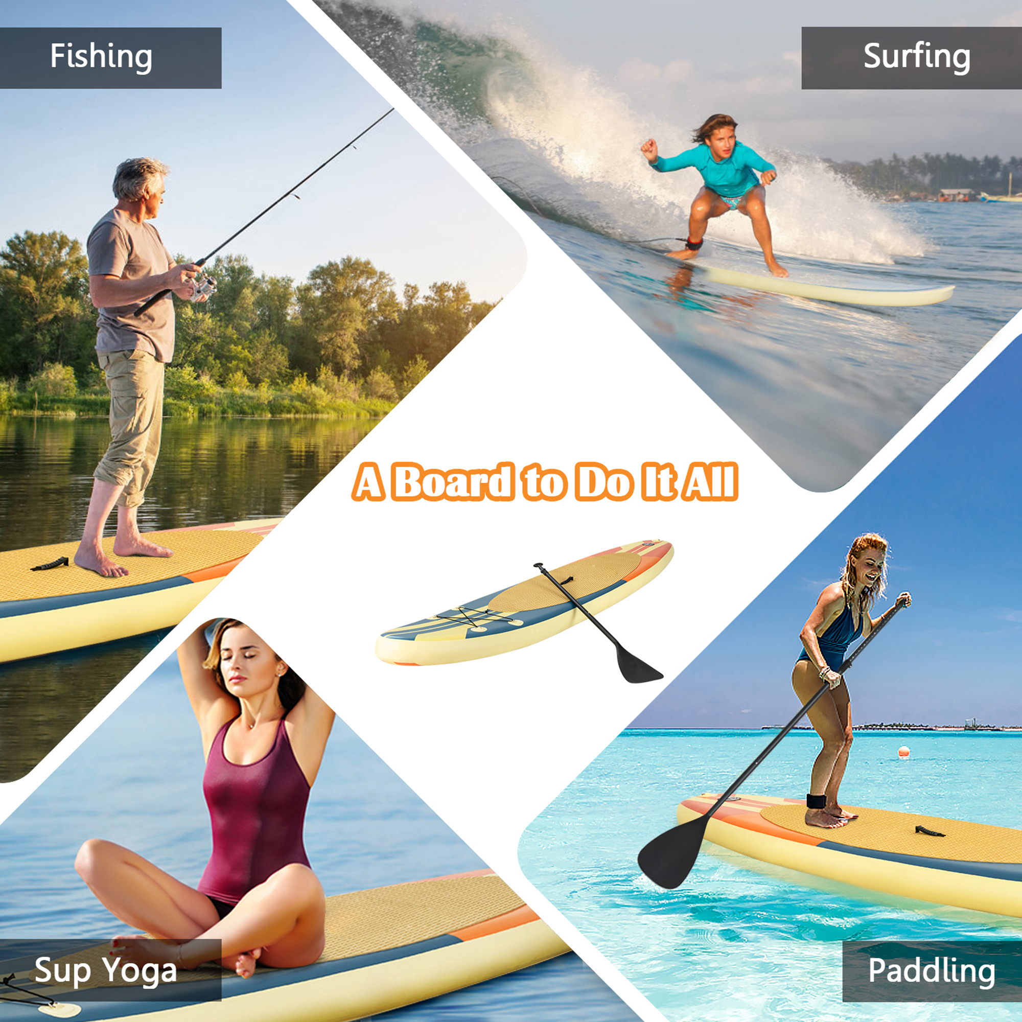 Gymax 10ft Inflatable Stand-Up Paddle Board Non-Slip Deck Surfboard w/ Hand Pump