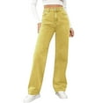 thumbnail image 5 of Aoiroe Wide Leg Jeans Women,Stretch Waist Jeans For Women,Winter Pants For Women,Womens Jeans Straight Leg,Tummy Control Jeans For Women,Women'S Sweatpants,Boyfriend Jeans For Women,Yellow,M, 5 of 9