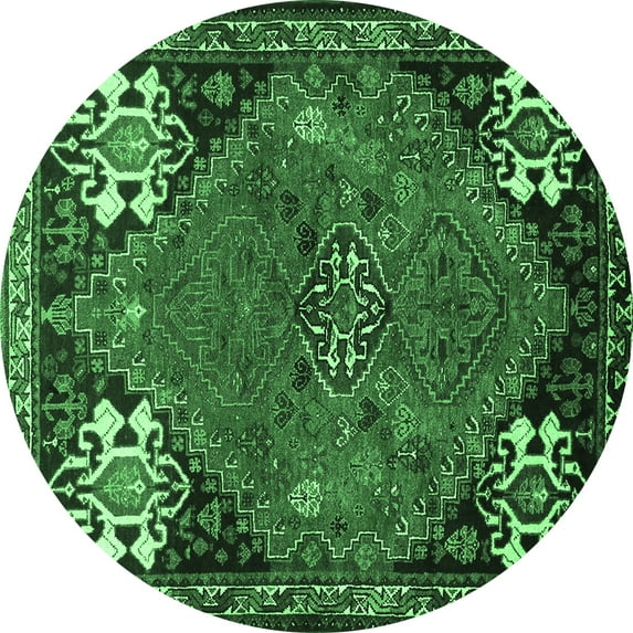 Ahgly Company Indoor Round Persian Emerald Green Traditional Area Rugs, 3' Round