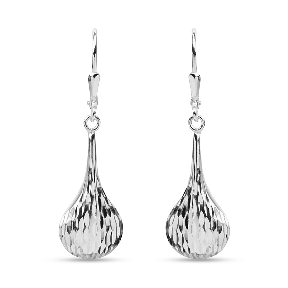 LeCalla 925 Sterling Silver Diamond-Cut Celtic Knot Sea Life Tear-Drop Dangle Lever Back Earrings for Women and Teen 26MM